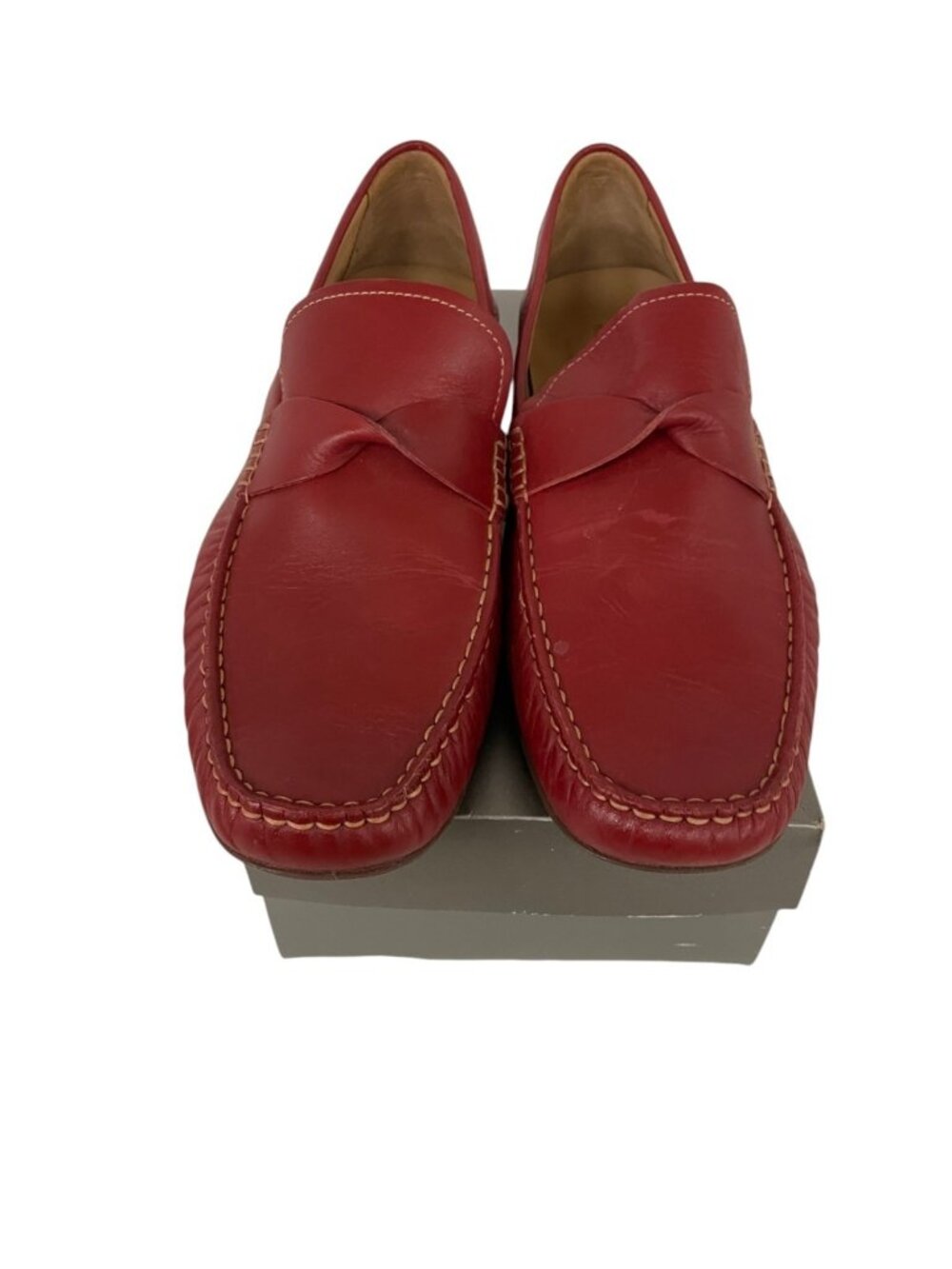 Marc Joseph New York Plymouth St Loafers Mens 13 Red Leather Penny Moccasin NWB